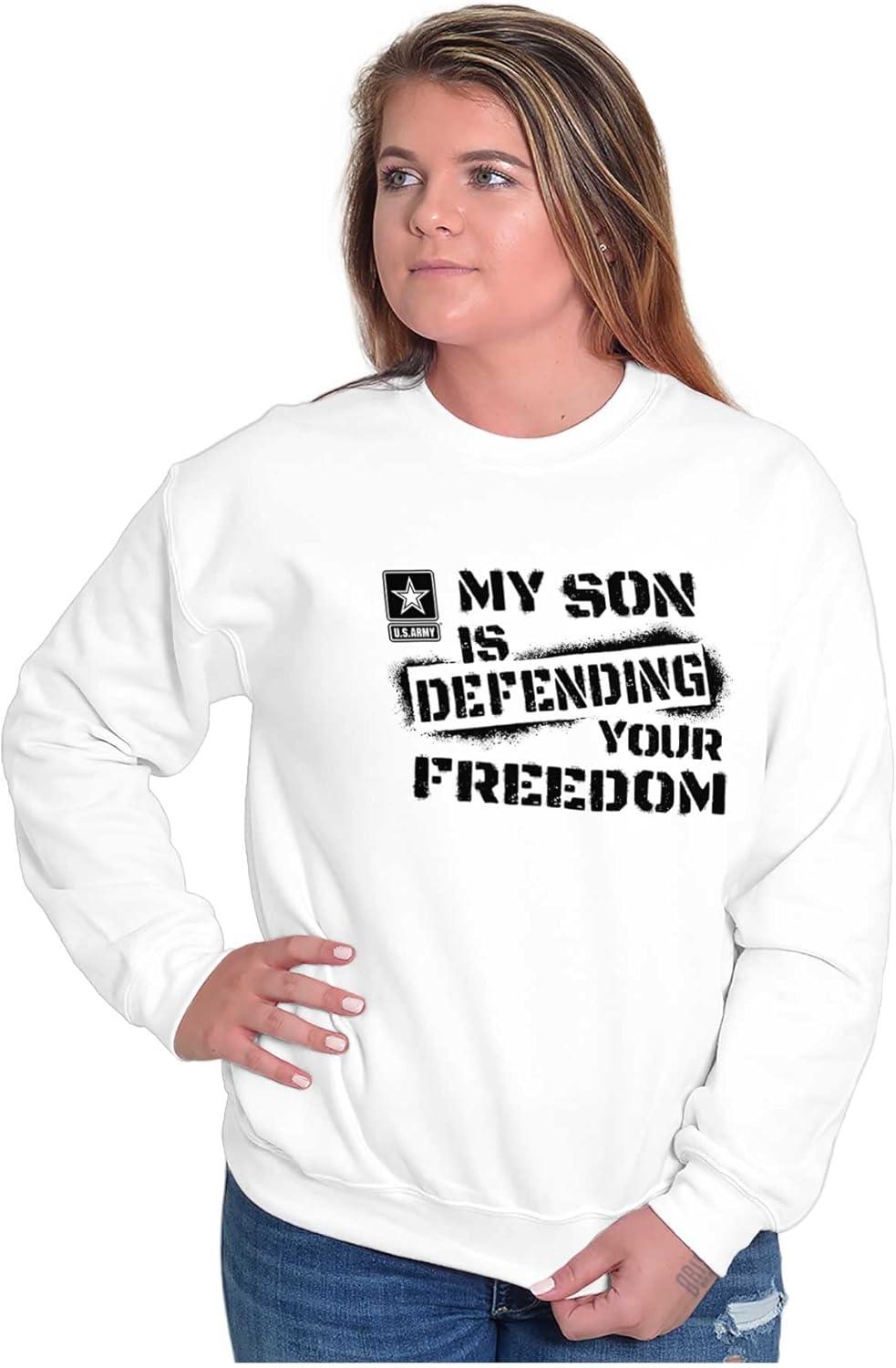 imageBrisco Brands US Army My Son Defending Freedom Sweatshirt for Men or WomenWhite