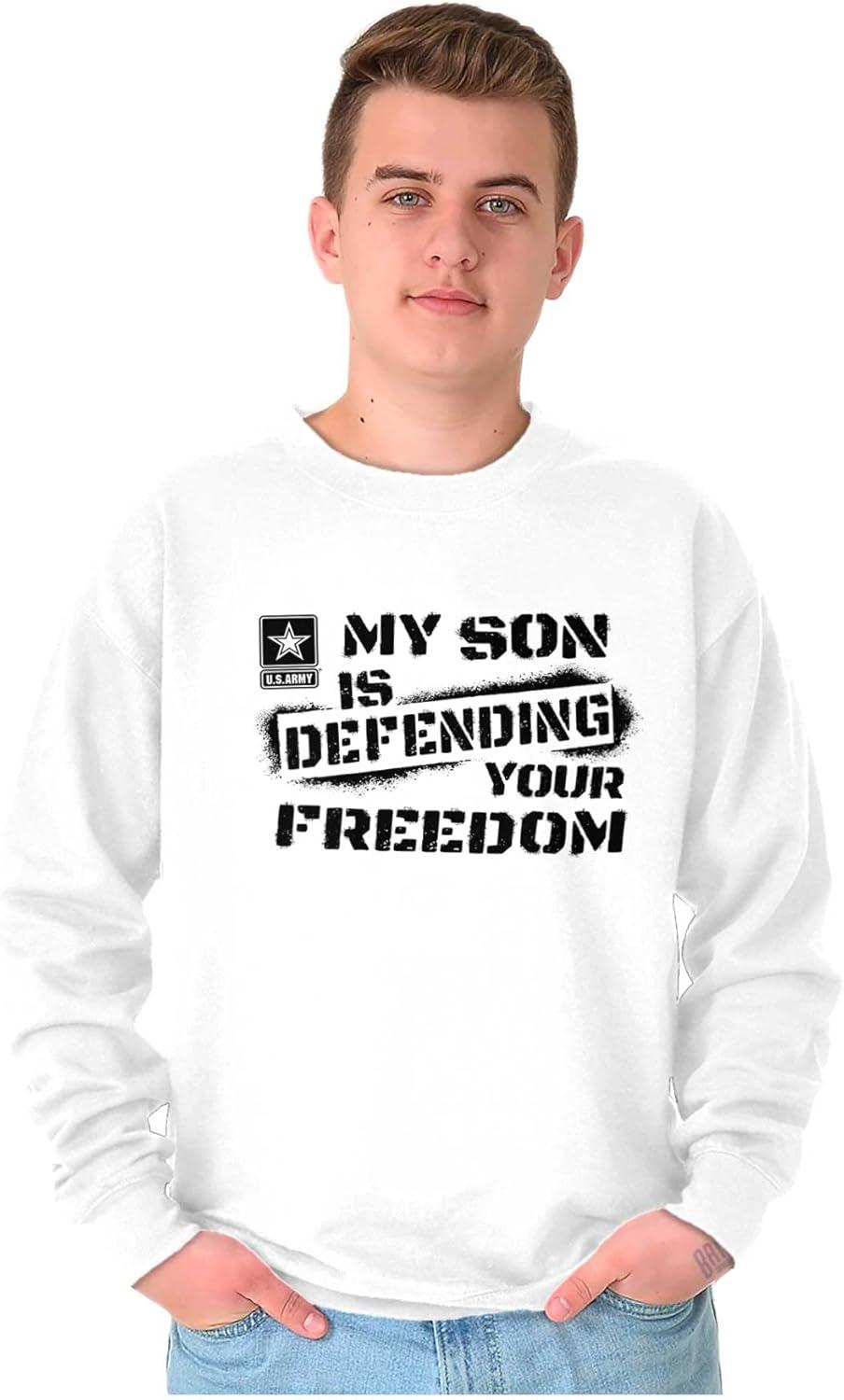 imageBrisco Brands US Army My Son Defending Freedom Sweatshirt for Men or WomenWhite