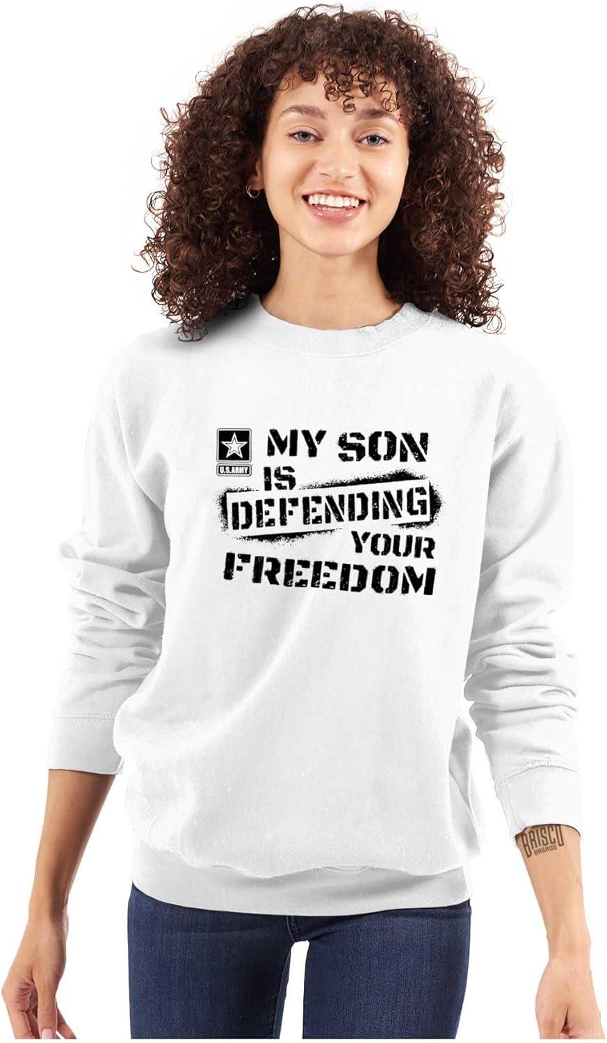 imageBrisco Brands US Army My Son Defending Freedom Sweatshirt for Men or WomenWhite