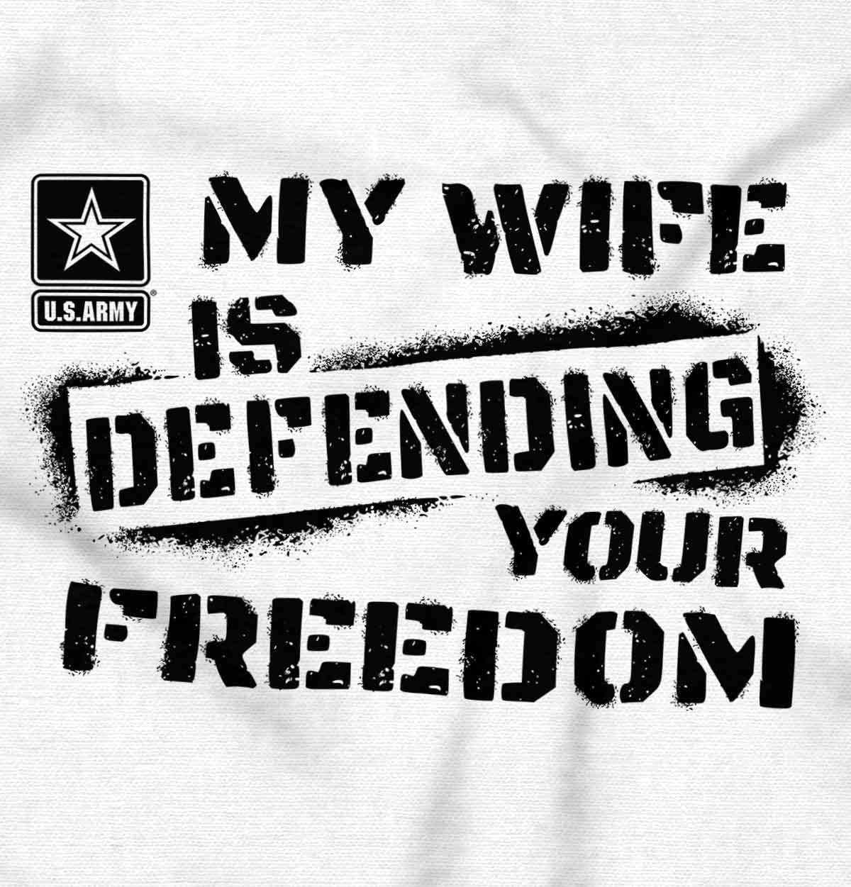 imageBrisco Brands US Army My Wife Defending Freedom Tank Top T Shirts Men WomenWhite