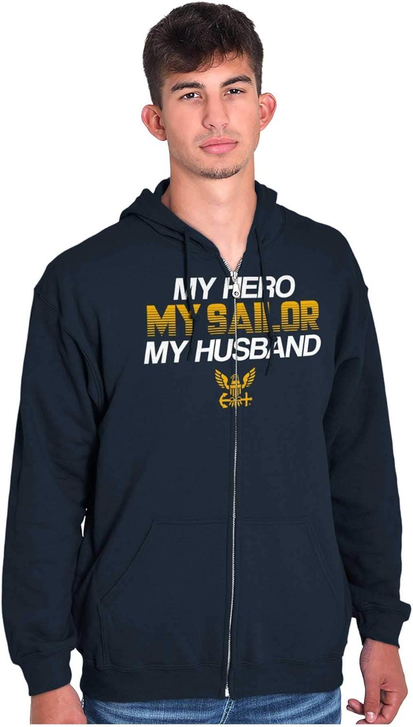 imageBrisco Brands United States Navy Sailor Husband Zip Hoodie Sweatshirt WomenNavy