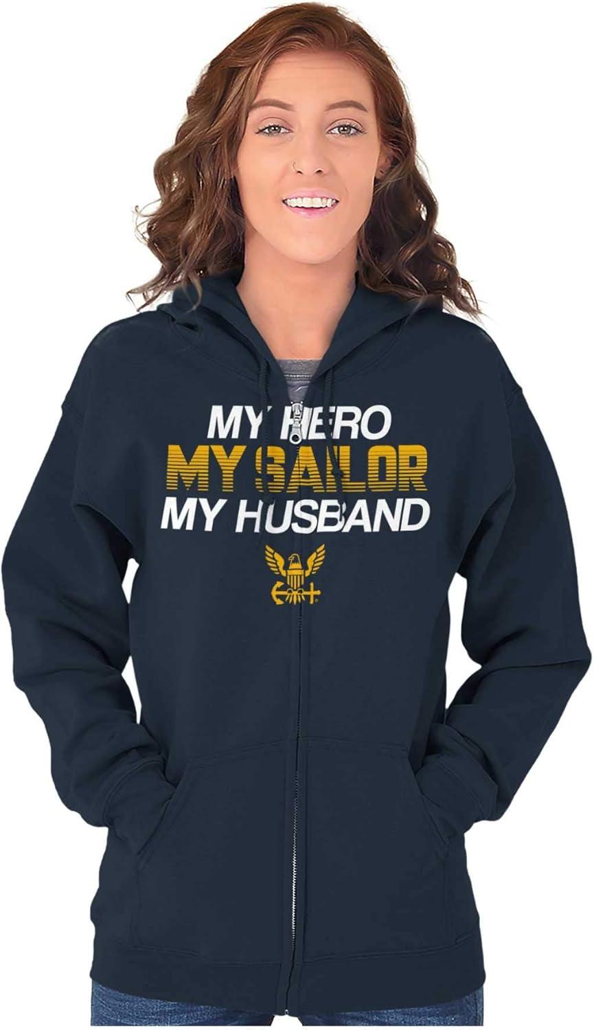 imageBrisco Brands United States Navy Sailor Husband Zip Hoodie Sweatshirt WomenNavy
