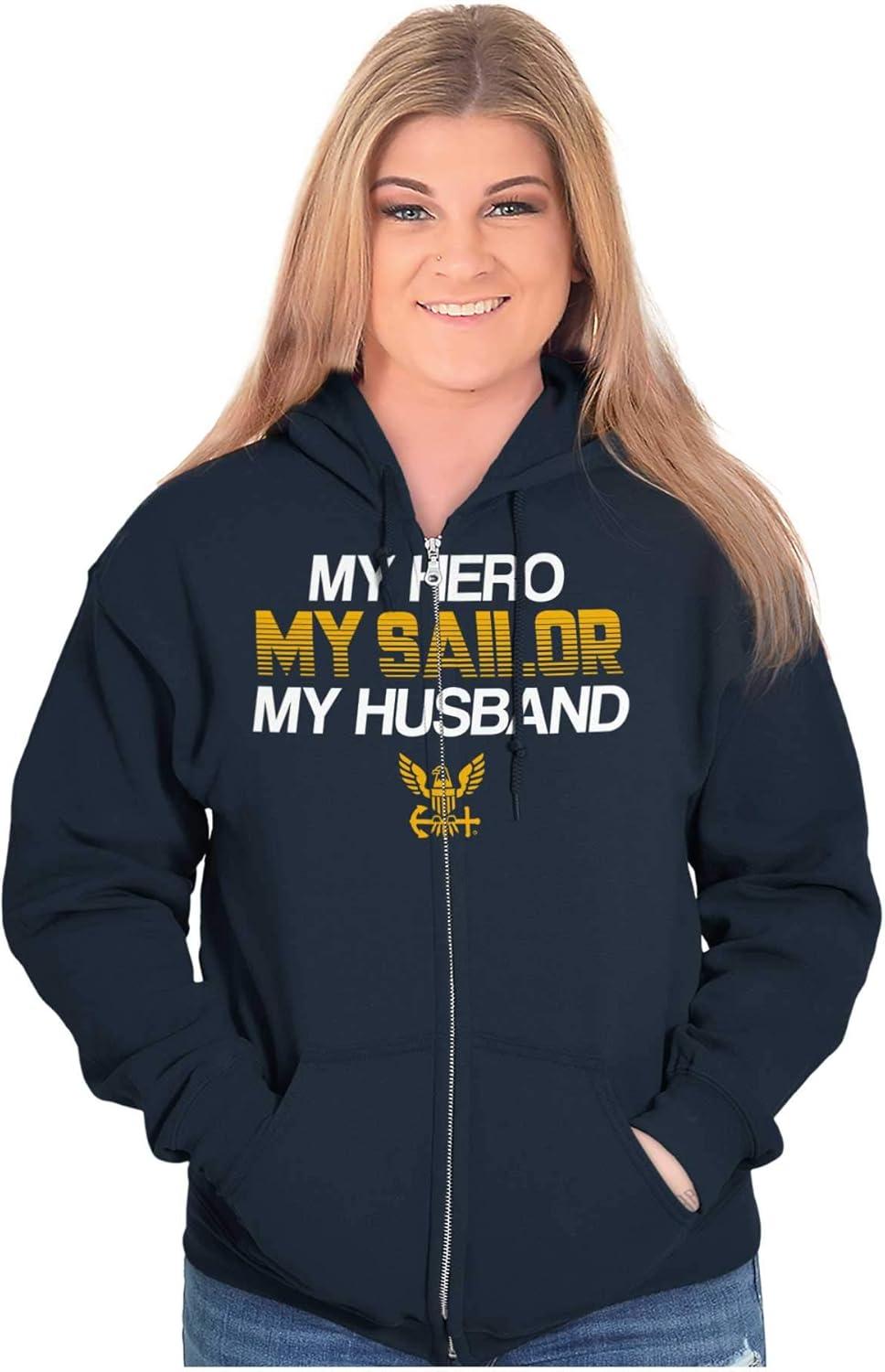 imageBrisco Brands United States Navy Sailor Husband Zip Hoodie Sweatshirt WomenNavy
