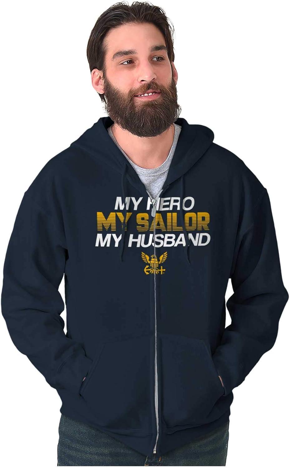 imageBrisco Brands United States Navy Sailor Husband Zip Hoodie Sweatshirt WomenNavy
