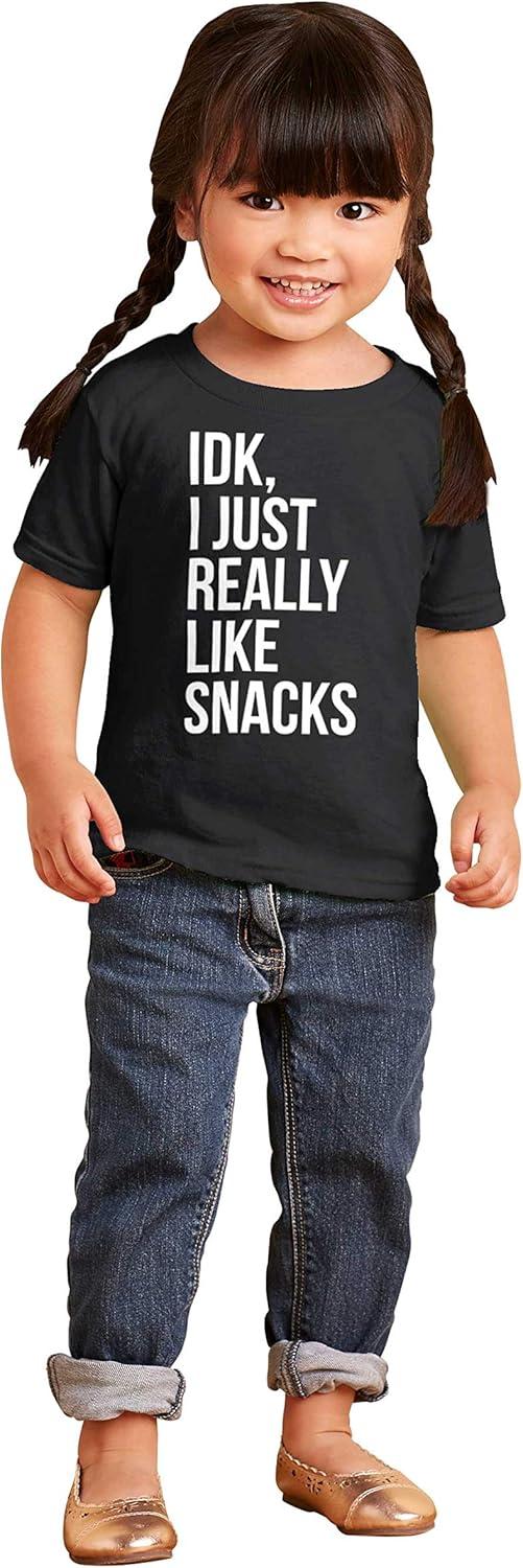 imageIDK I Just Really Like Snacks Funny Toddler Boy Girl T ShirtBlack