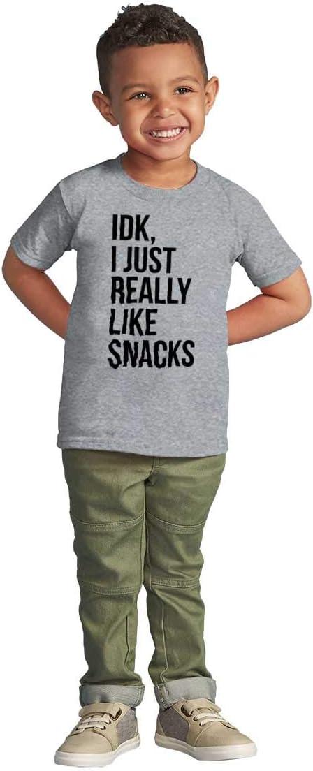 imageIDK I Just Really Like Snacks Funny Toddler Boy Girl T ShirtHeather