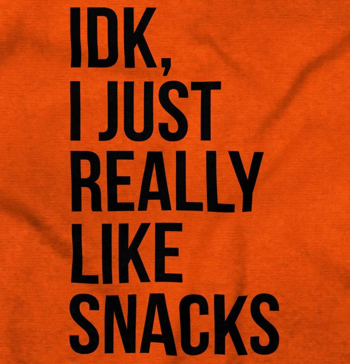 imageIDK I Just Really Like Snacks Funny Toddler Boy Girl T ShirtOrange