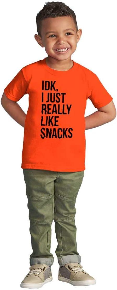 imageIDK I Just Really Like Snacks Funny Toddler Boy Girl T ShirtOrange
