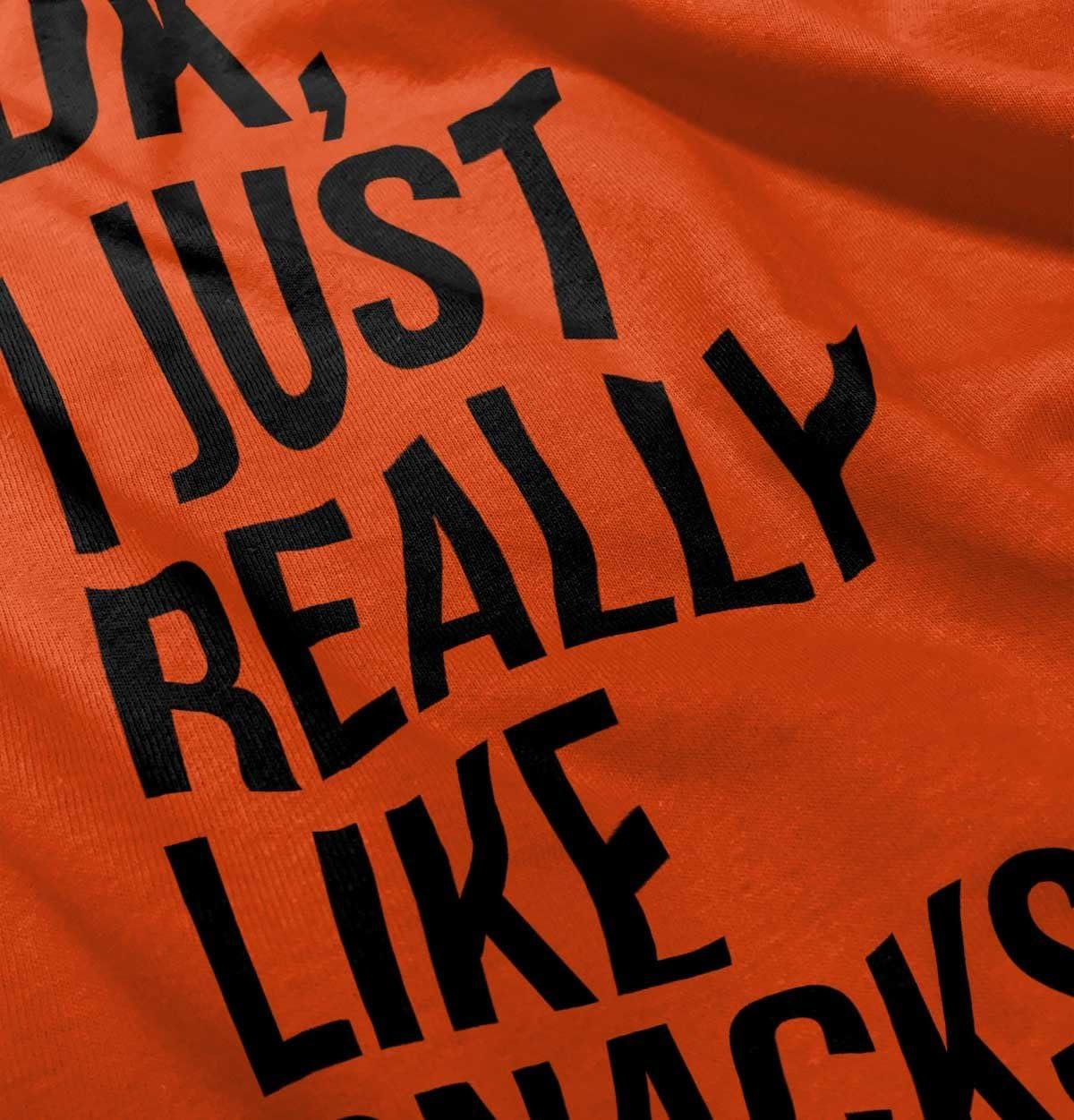imageIDK I Just Really Like Snacks Funny Toddler Boy Girl T ShirtOrange