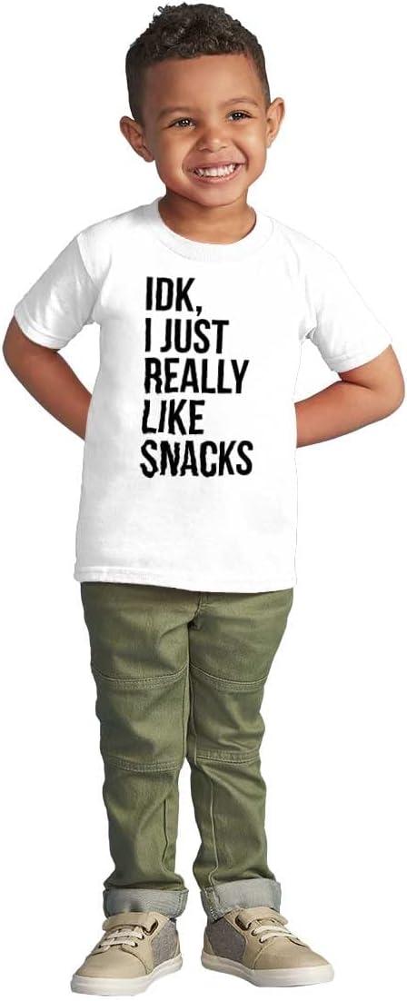 imageIDK I Just Really Like Snacks Funny Toddler Boy Girl T ShirtWhite