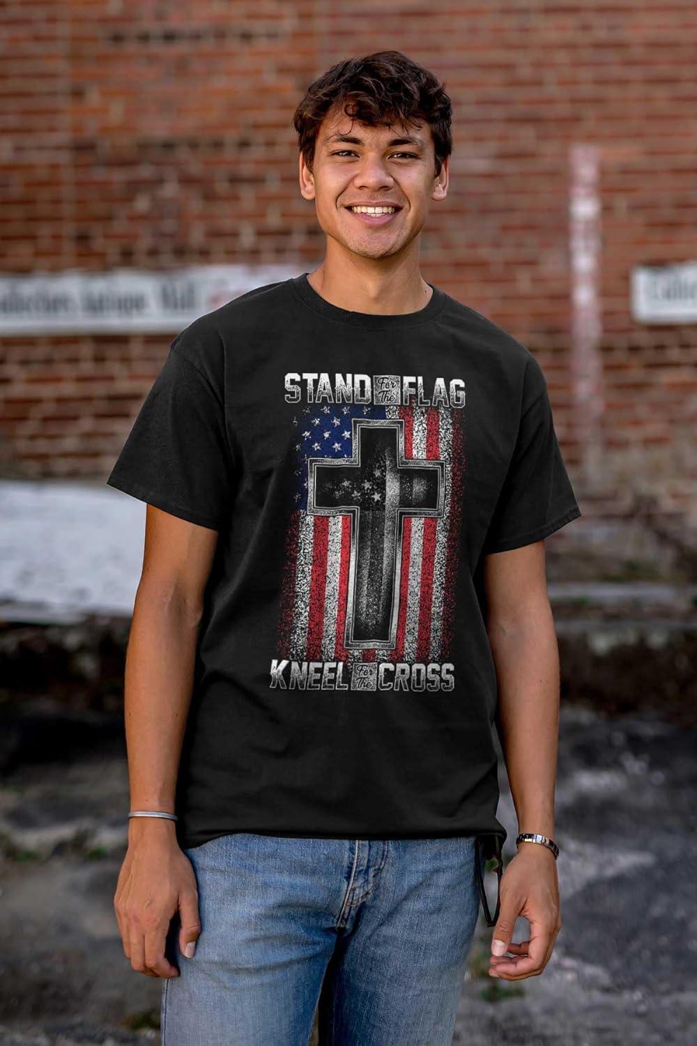 imageStand for Flag Kneel The Cross Graphic T Shirt Men or WomenBlack