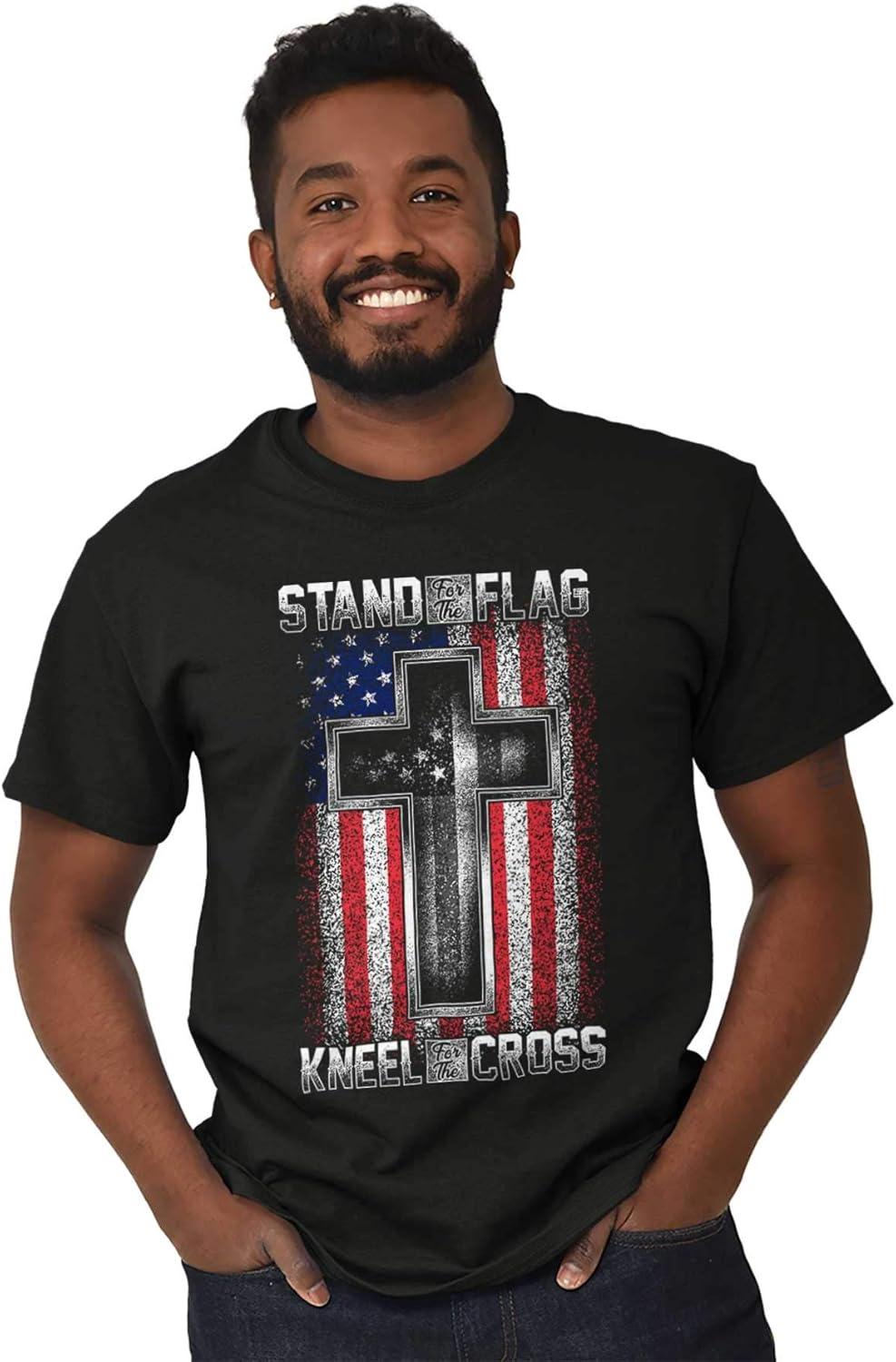 imageStand for Flag Kneel The Cross Graphic T Shirt Men or WomenBlack