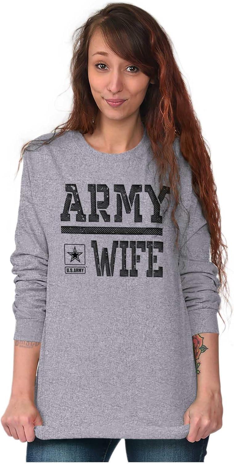 imageUS Army Wife Military Soldier Pride Womens Long Sleeve T ShirtSport Grey