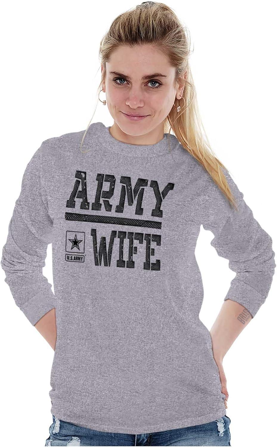 imageUS Army Wife Military Soldier Pride Womens Long Sleeve T ShirtSport Grey