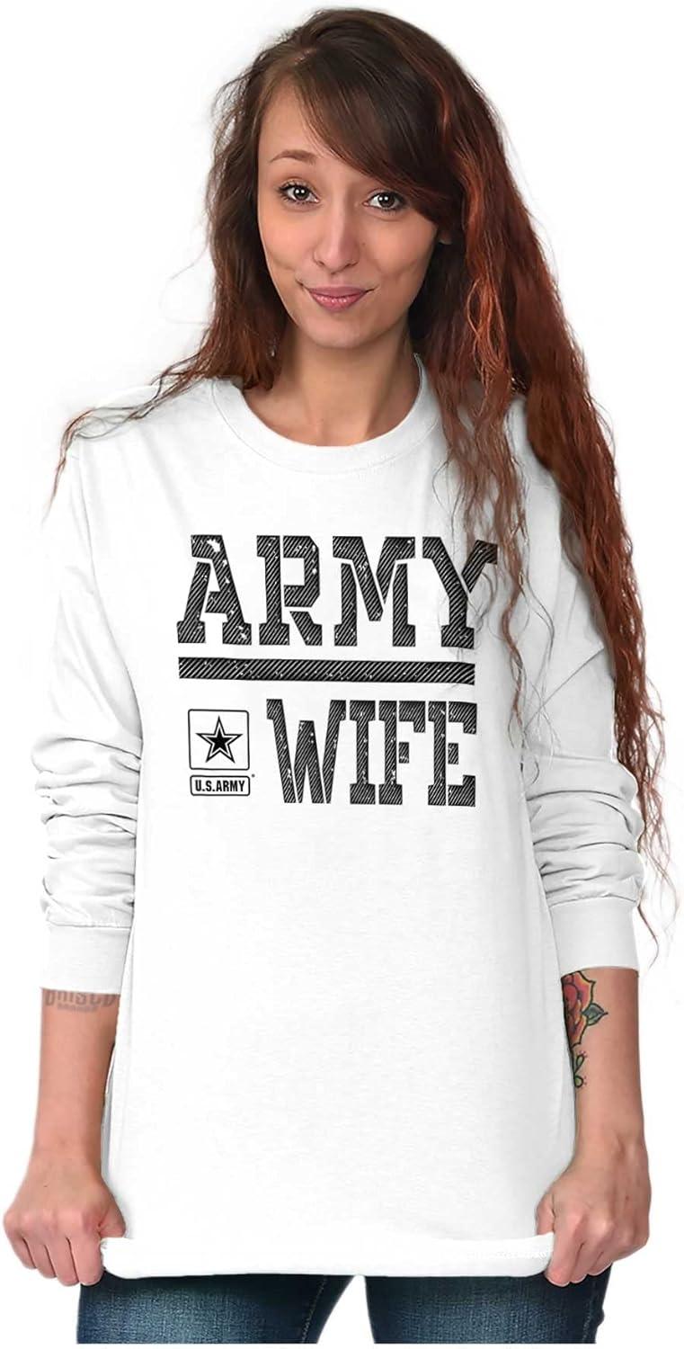 imageUS Army Wife Military Soldier Pride Womens Long Sleeve T ShirtWhite
