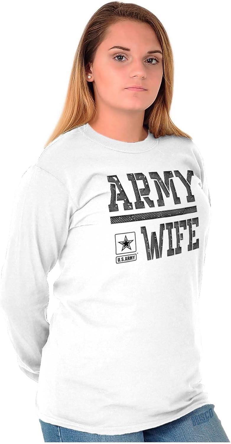 imageUS Army Wife Military Soldier Pride Womens Long Sleeve T ShirtWhite