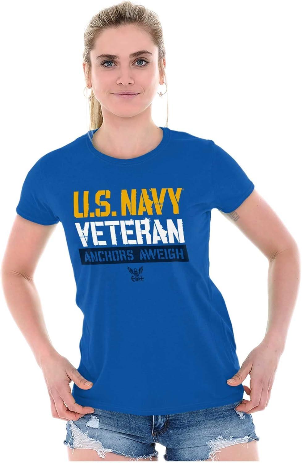 imageUS Navy Logo Veteran Anchors Aweigh Womens Slim Fit Graphic TeeRoyal