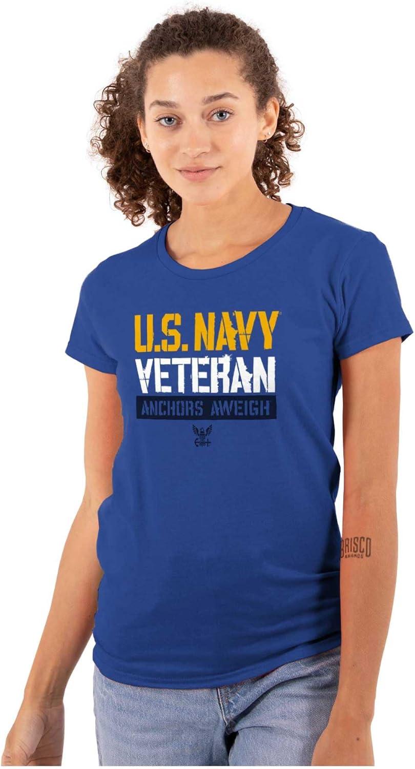 imageUS Navy Logo Veteran Anchors Aweigh Womens Slim Fit Graphic TeeRoyal