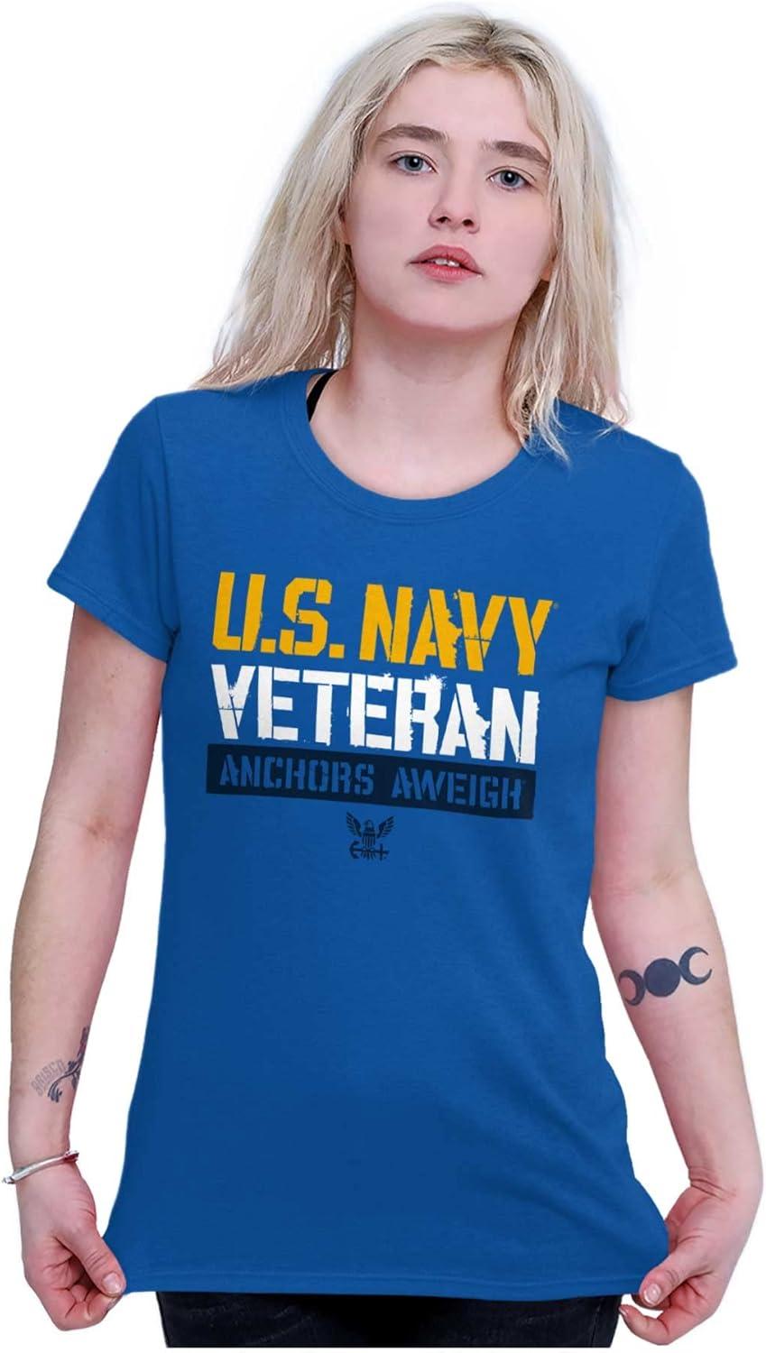 imageUS Navy Logo Veteran Anchors Aweigh Womens Slim Fit Graphic TeeRoyal