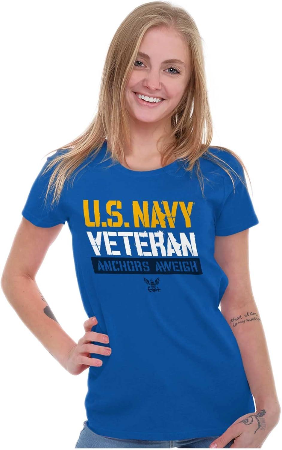 imageUS Navy Logo Veteran Anchors Aweigh Womens Slim Fit Graphic TeeRoyal