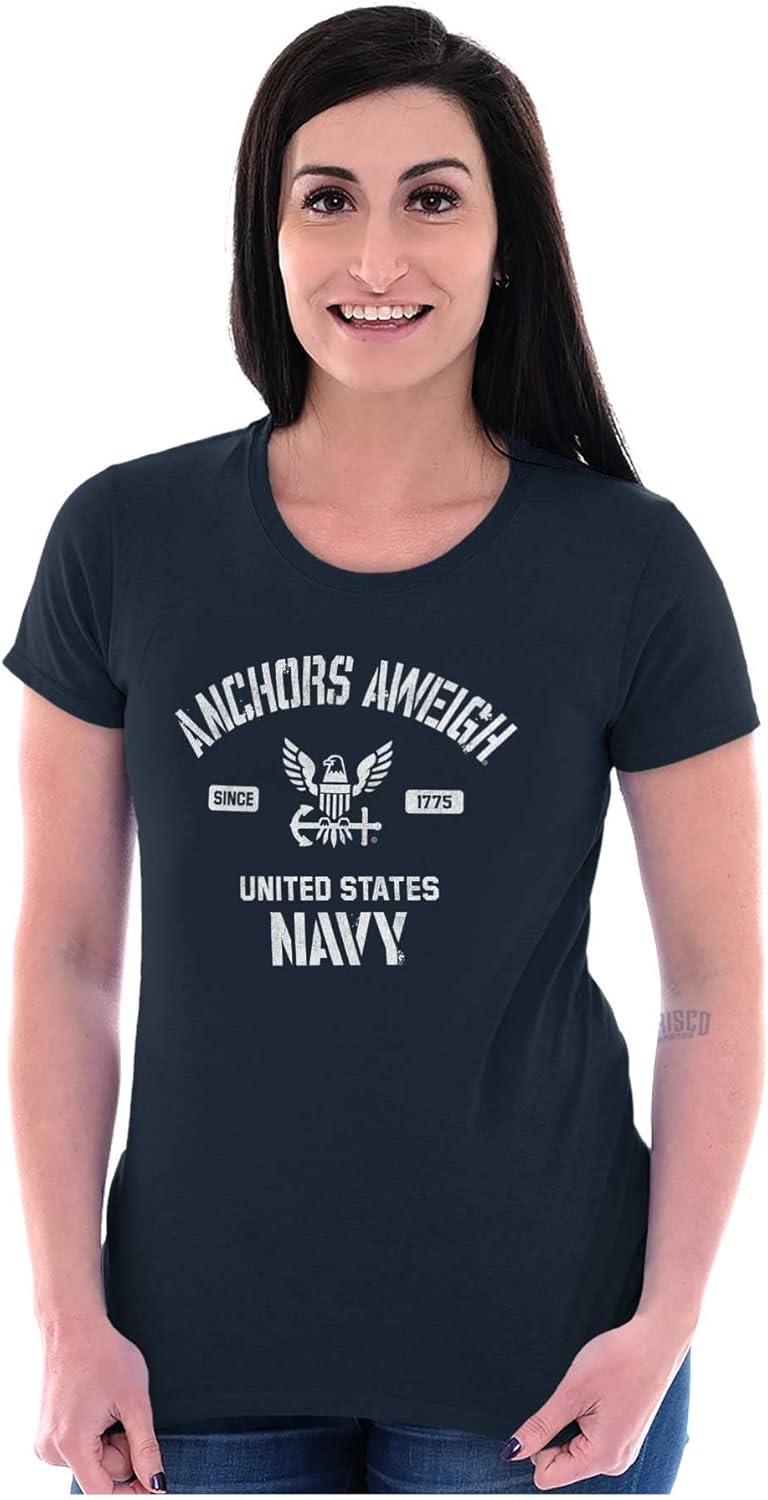 imageUnited States Navy Logo Anchor Aweigh Womens Slim Fit Graphic TeeNavy