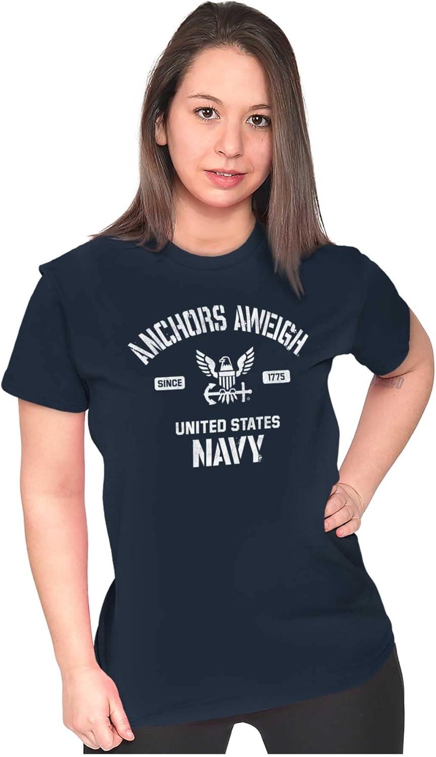 imageUnited States Navy Logo Anchor Aweigh Womens Slim Fit Graphic TeeNavy