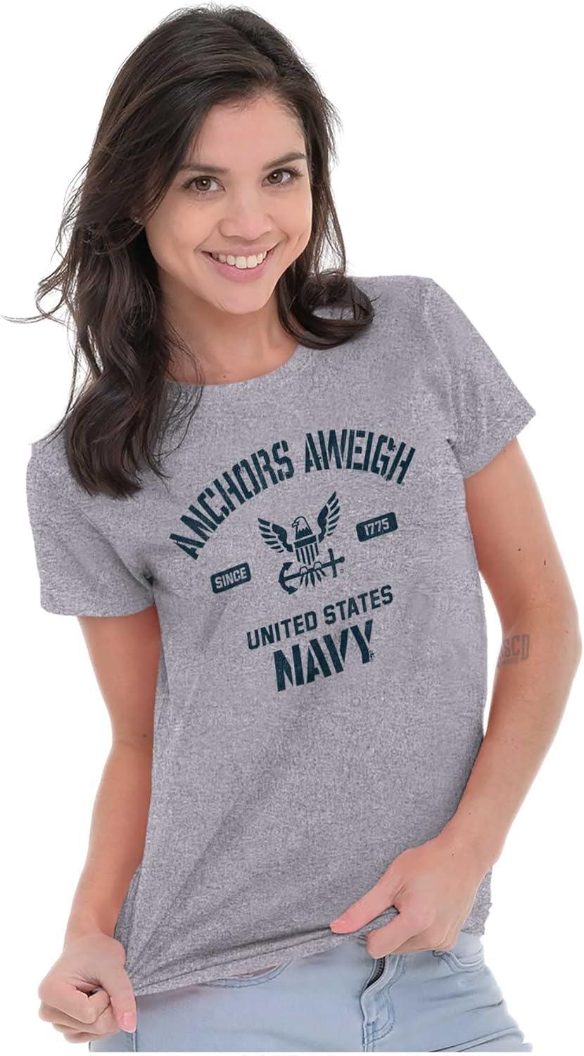 imageUnited States Navy Logo Anchor Aweigh Womens Slim Fit Graphic TeeSport Grey
