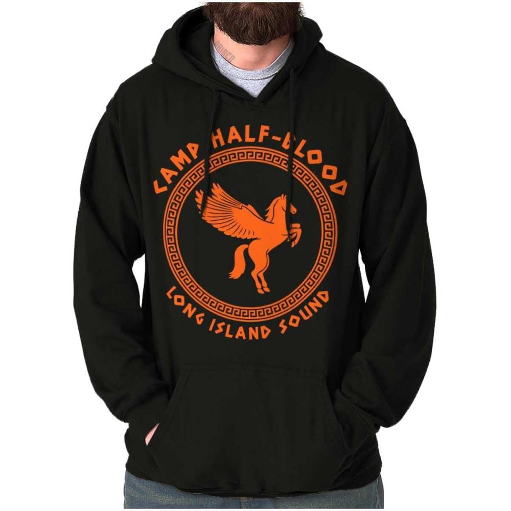 imageBrisco Brands Camp Half Blood Greek Mythology Hoodie Sweatshirt Women MenBlack  Greek Key Pattern