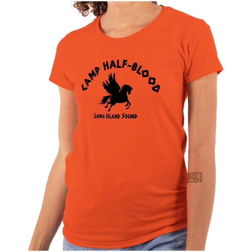 imageBrisco Brands Camp Half Blood Greek Mythology Womens Slim Fit Graphic TeeOrange