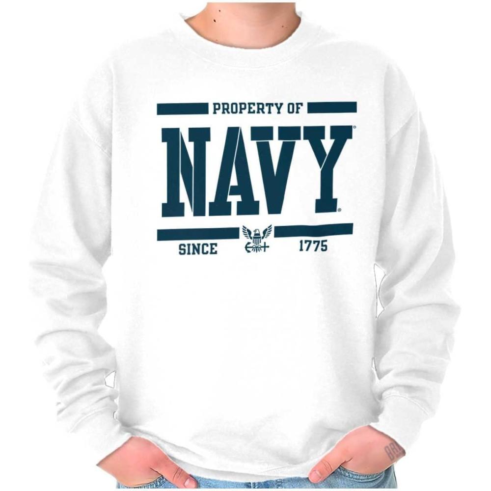 imageBrisco Brands Property of US Navy Military Service Sweatshirt for Men or WomenWhite