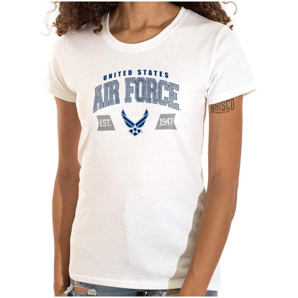 imageBrisco Brands US Air Force Wing Emblem Established Womens Slim Fit Graphic TeeWhite