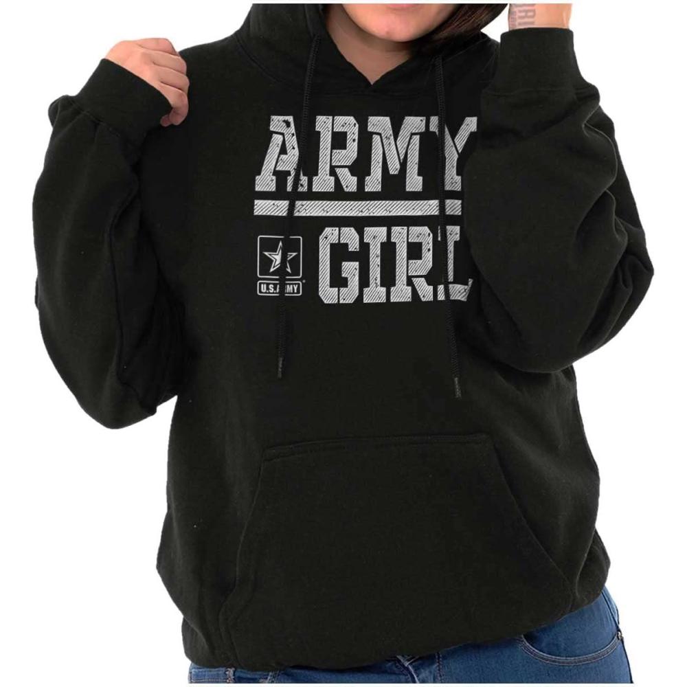 imageBrisco Brands US Army Girl Military Soldier Pride Hoodie Sweatshirt WomenBlack