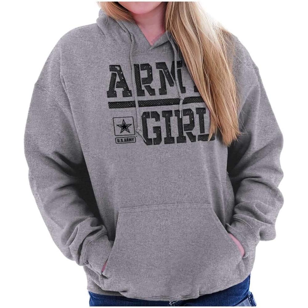 imageBrisco Brands US Army Girl Military Soldier Pride Hoodie Sweatshirt WomenSport Grey