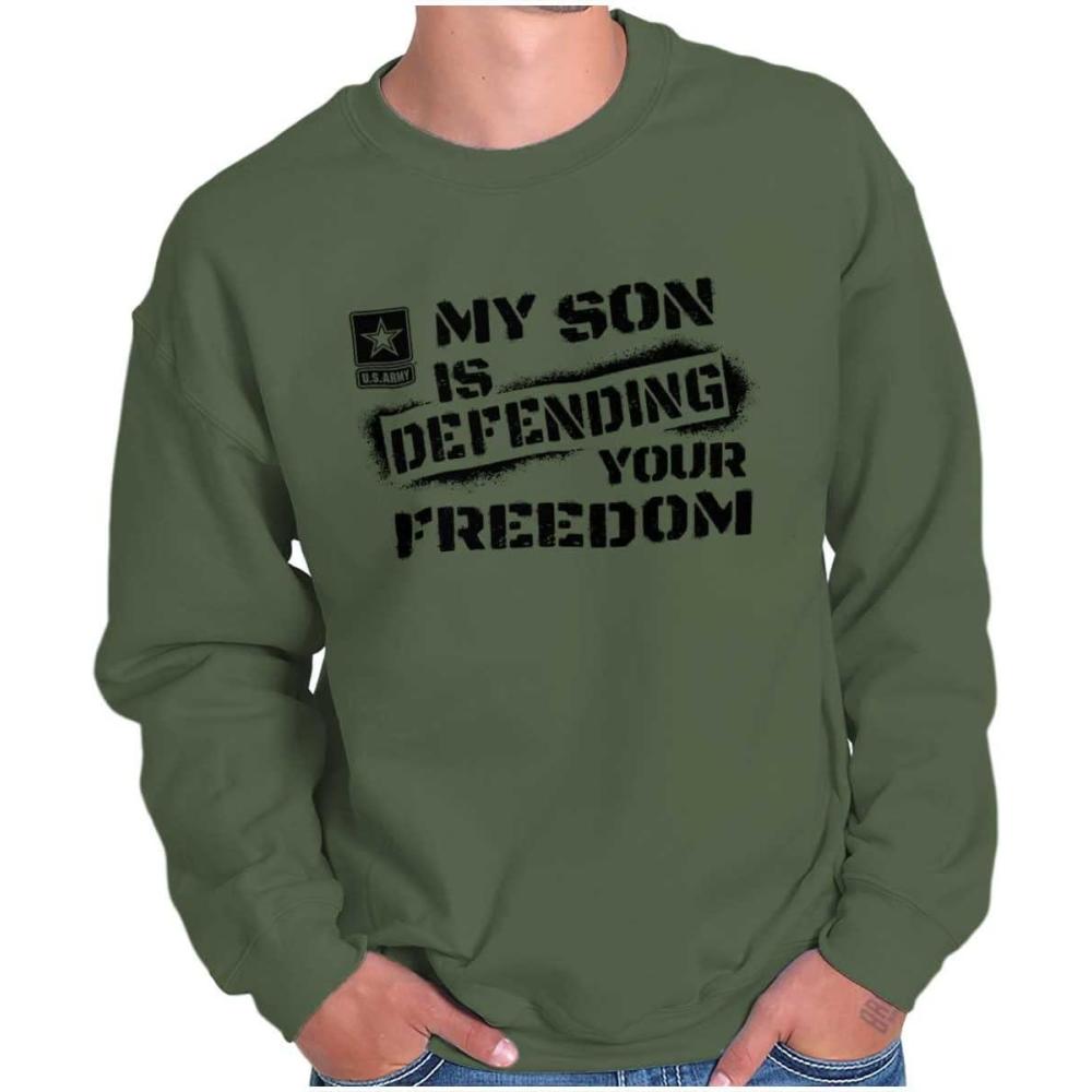 imageBrisco Brands US Army My Son Defending Freedom Sweatshirt for Men or WomenMilitary Green