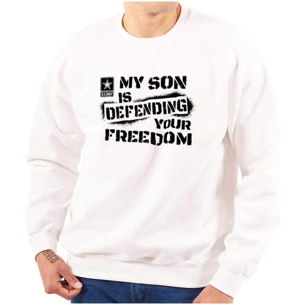 imageBrisco Brands US Army My Son Defending Freedom Sweatshirt for Men or WomenWhite