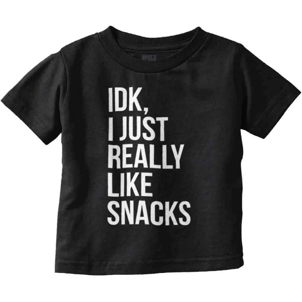 imageIDK I Just Really Like Snacks Funny Toddler Boy Girl T ShirtBlack