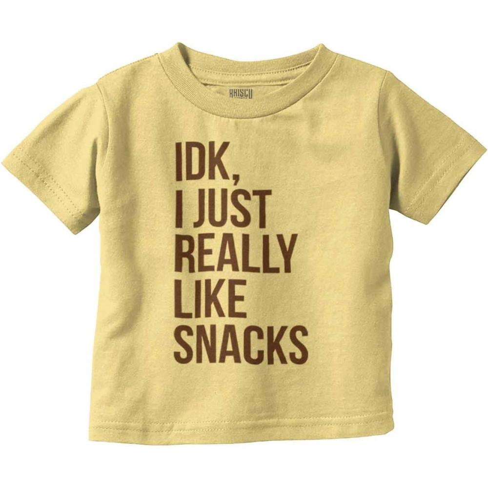 imageIDK I Just Really Like Snacks Funny Toddler Boy Girl T ShirtButter