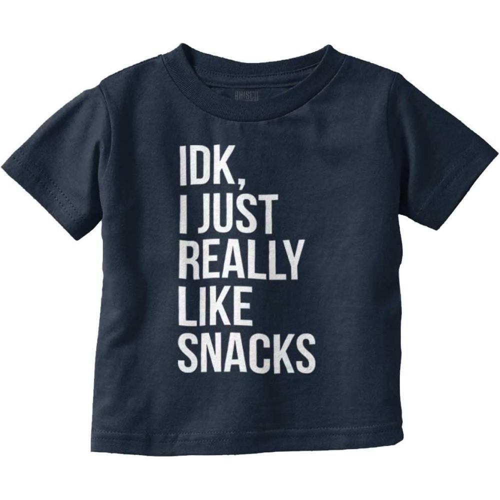 imageIDK I Just Really Like Snacks Funny Toddler Boy Girl T ShirtNavy