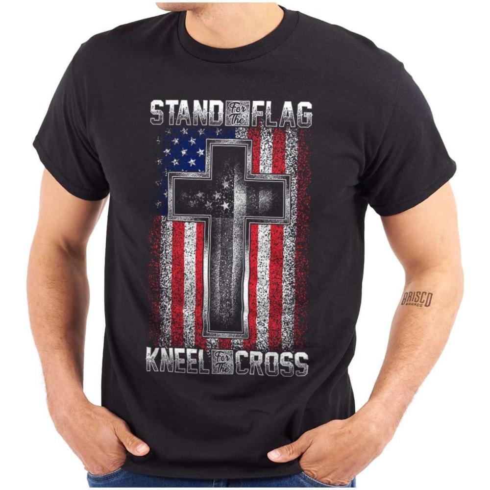 imageStand for Flag Kneel The Cross Graphic T Shirt Men or WomenBlack