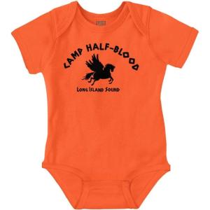 Brisco Brands Camp Half Blood Greek Mythology Baby Romper Boys or Girls(Orange)