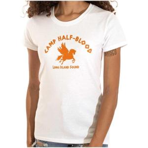 Brisco Brands Camp Half Blood Greek Mythology Womens Slim Fit Graphic Tee(White)