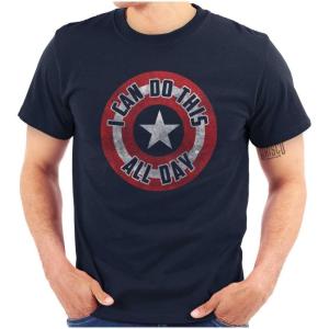 Brisco Brands I Can Do This All Day Star Shield Graphic T Shirt Men or Women(Navy)