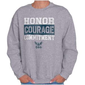 Brisco Brands Navy Logo Honor Courage Commitment Sweatshirt for Men or Women(Sport Grey)