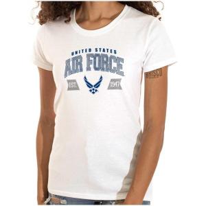 Brisco Brands US Air Force Wing Emblem Established Womens Slim Fit Graphic Tee(White)