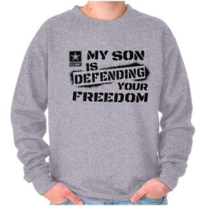 Brisco Brands US Army My Son Defending Freedom Sweatshirt for Men or Women(Sport Grey)