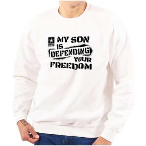 Brisco Brands US Army My Son Defending Freedom Sweatshirt for Men or Women(White)