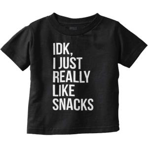 IDK I Just Really Like Snacks Funny Toddler Boy Girl T Shirt(Black)