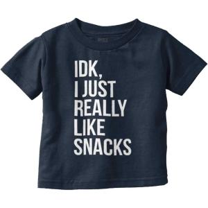IDK I Just Really Like Snacks Funny Toddler Boy Girl T Shirt(Navy)