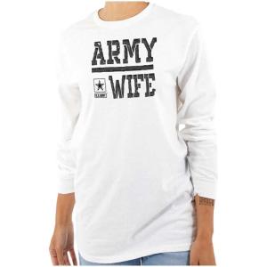 US Army Wife Military Soldier Pride Women’s Long Sleeve T Shirt(White)