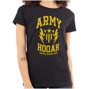 United States Army Shield Pride Bolts Womens Slim Fit Graphic Tee(Black)